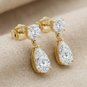 SOLARIS GOUTTE, 4-MOISSANITE DROP EARRINGS