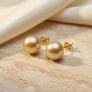 AUREA, SOUTH SEA GOLDEN PEARL STUD EARRINGS