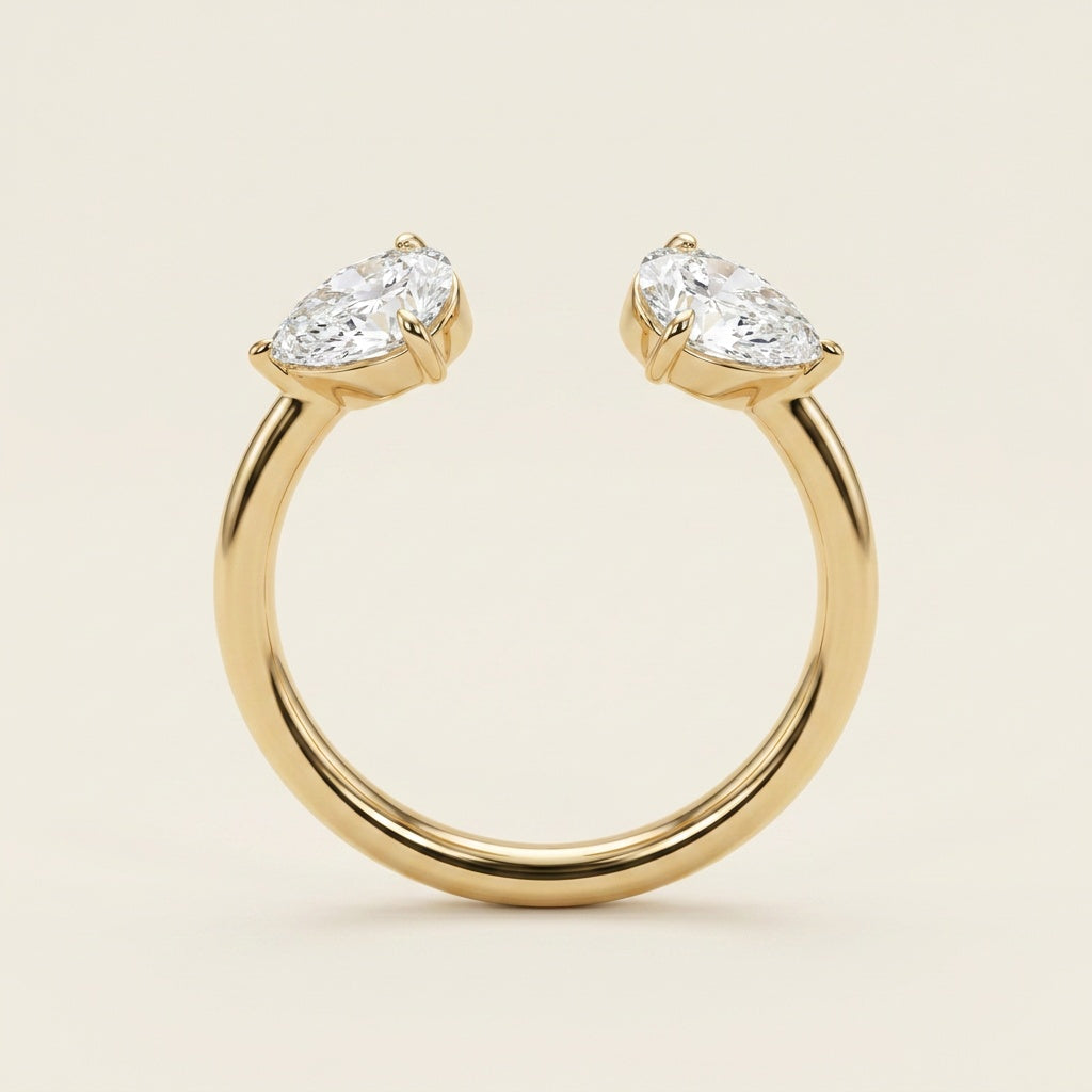 LUMINA ENLACÉE toi-et-moi pear-cut lab diamond open band | Heritage & Co.