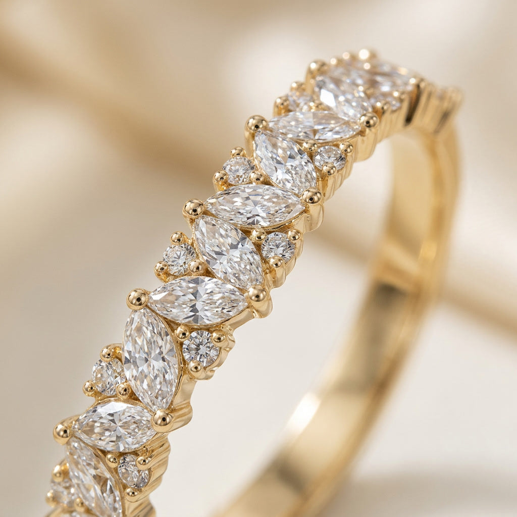 LUMINA GUIRLANDE marquise and round lab diamond band macro | Heritage & Co.
