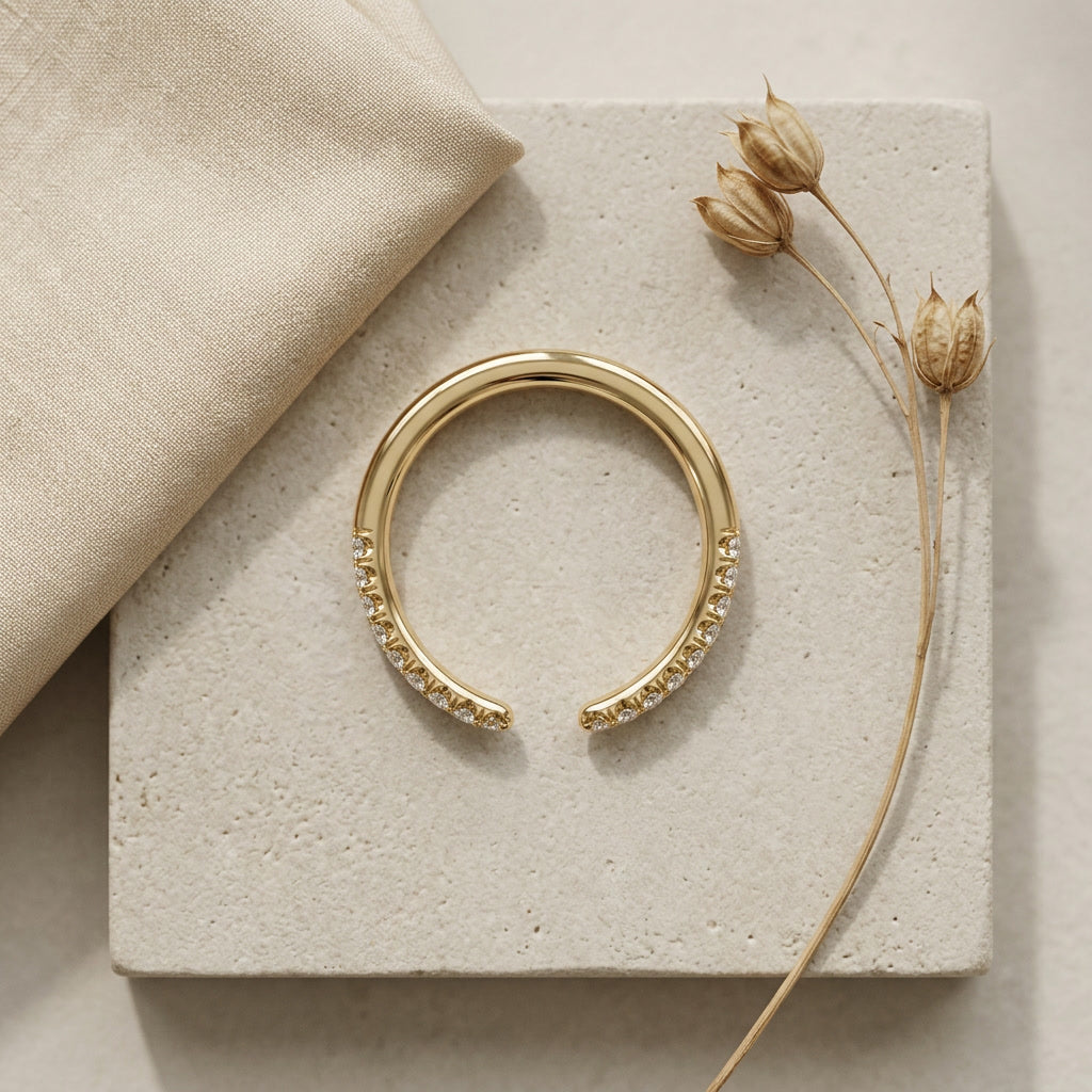 LUMINA MURMURE french-pavé open moissanite band | Heritage & Co.