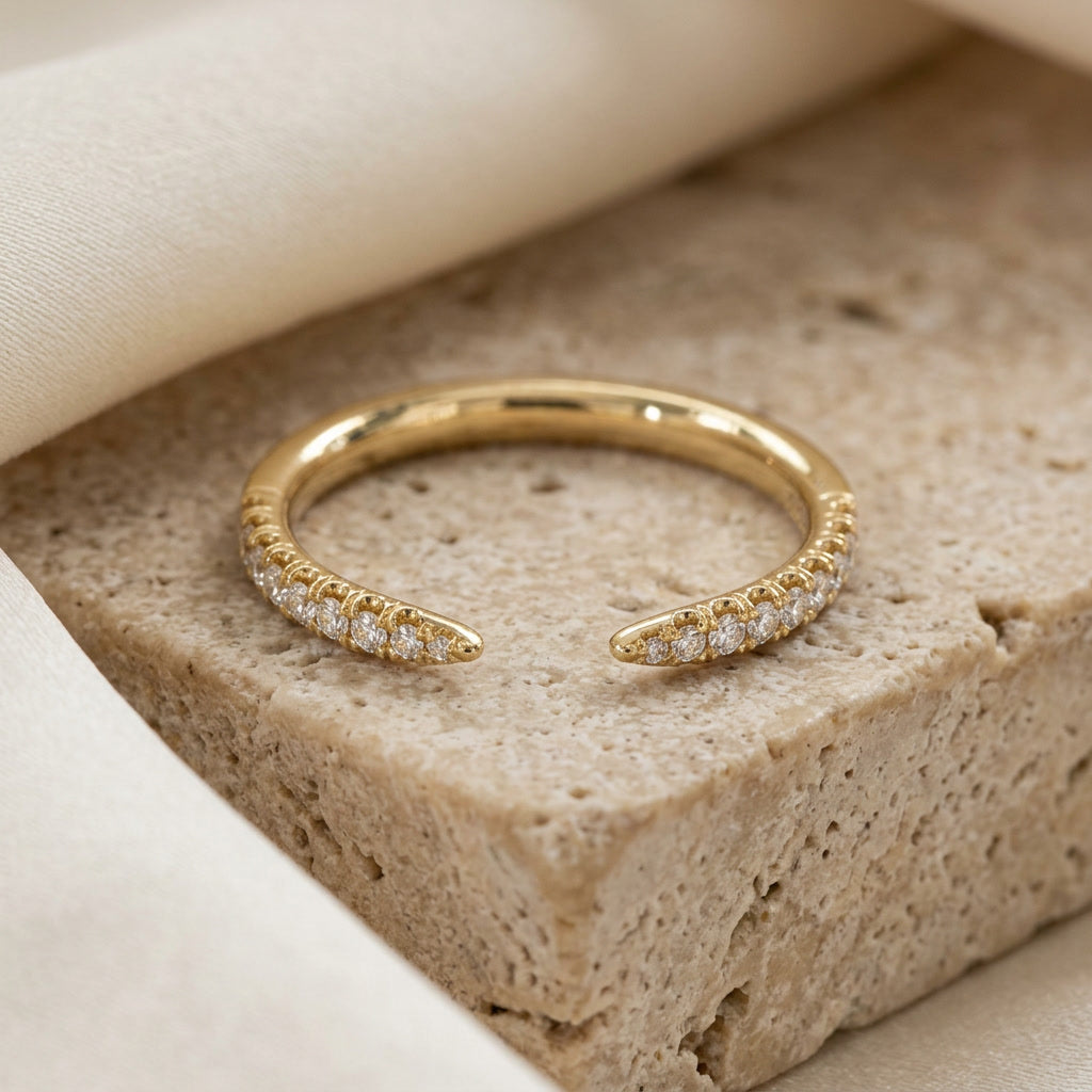LUMINA MURMURE french-pavé open moissanite band | Heritage & Co.