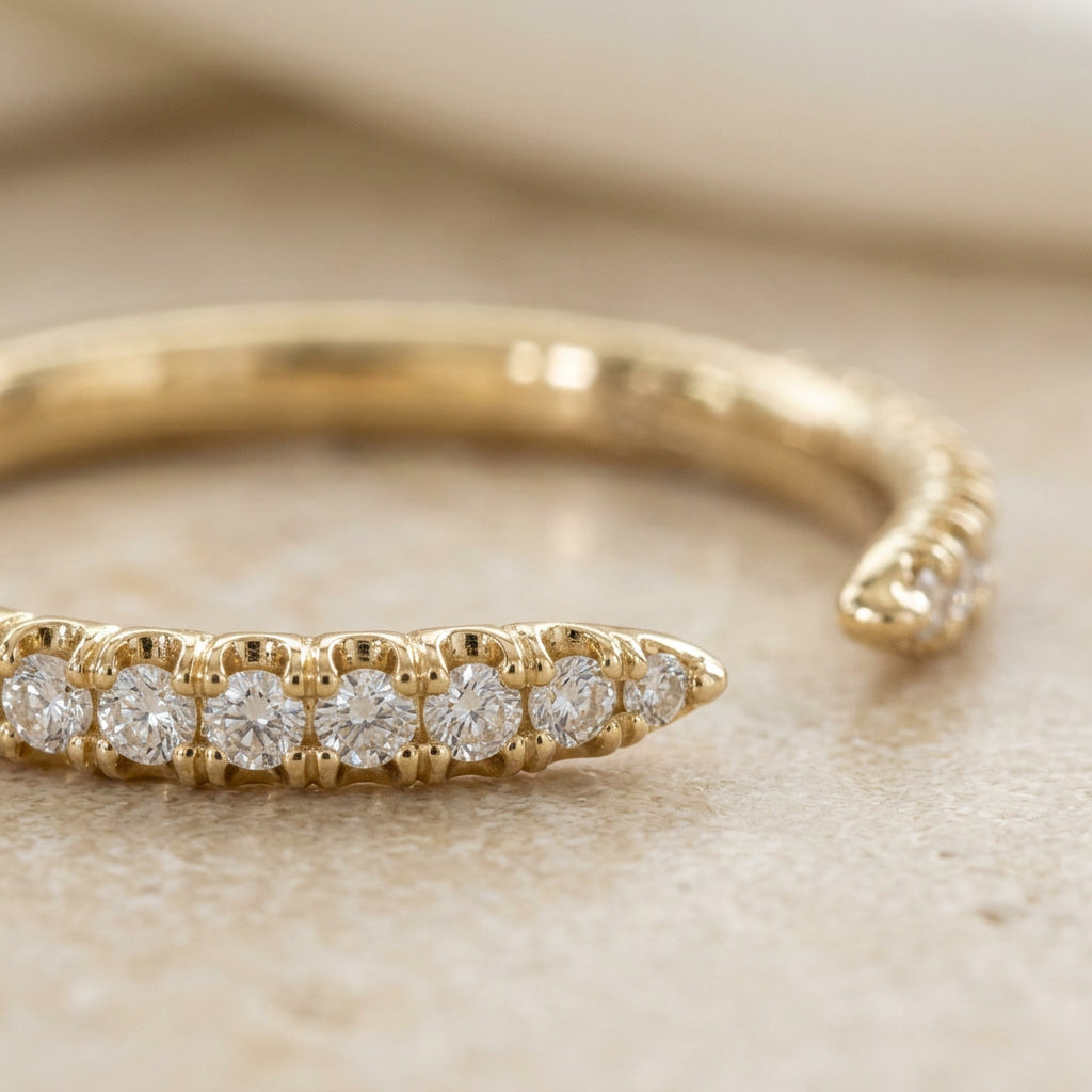 LUMINA MURMURE french-pavé open moissanite band macro | Heritage & Co.