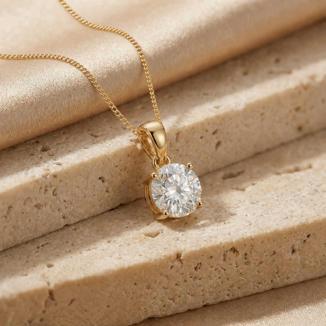 SOLARIS BRILLANT, BRILLIANT-ROUND MOISSANITE PENDANT, MEDIUM MODEL