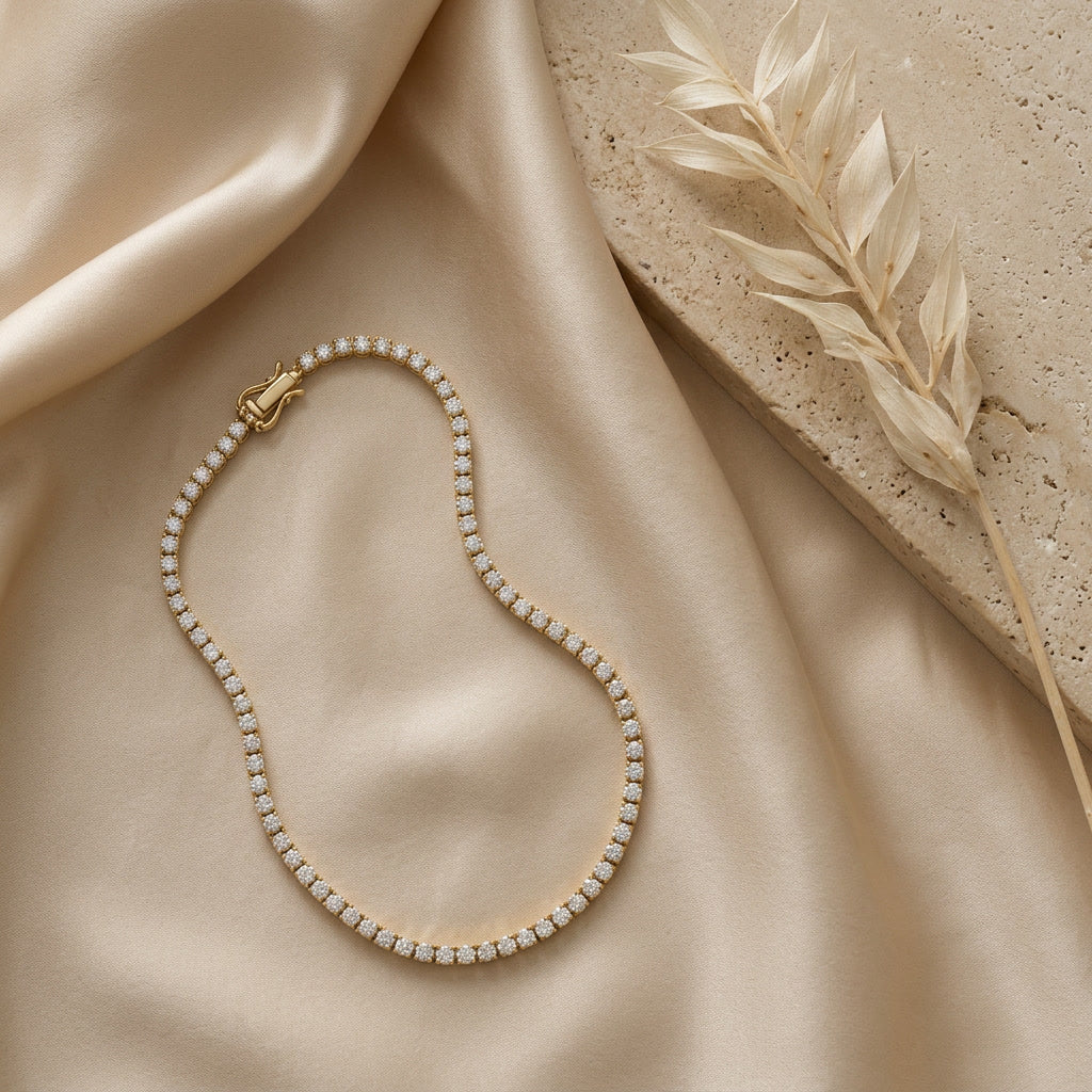 CATENA 18K yellow gold lab-grown diamond tennis necklace