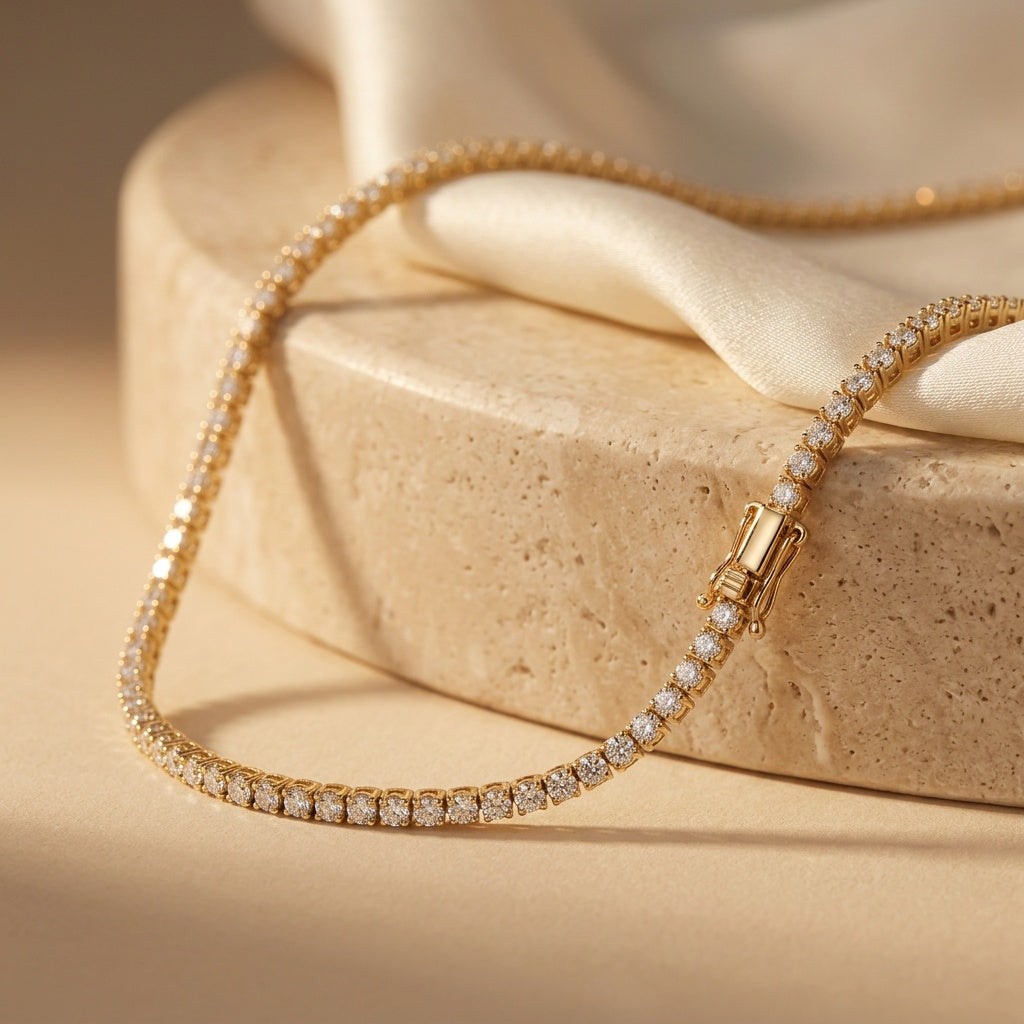 CATENA 18K yellow gold lab-grown diamond tennis necklace