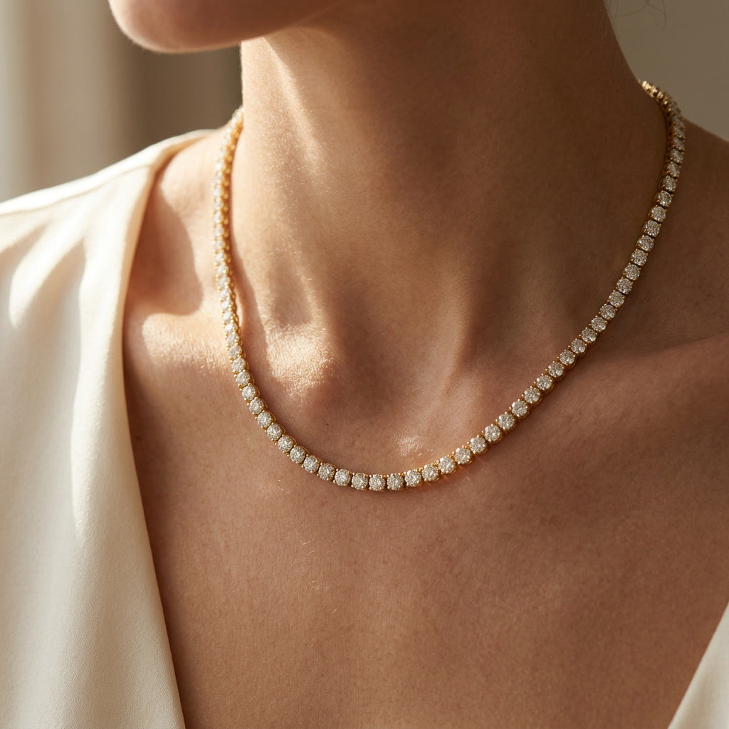 CATENA 18K yellow gold lab-grown diamond tennis necklace