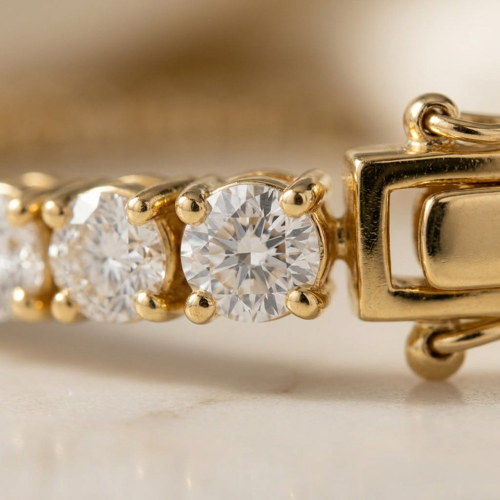 CATENA 18K yellow gold lab-grown diamond tennis necklace — macro