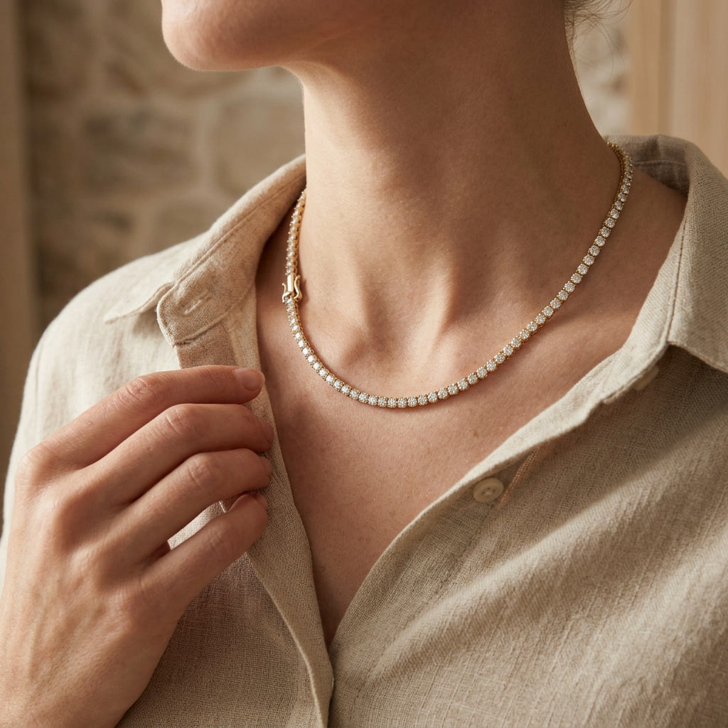 CATENA 18K yellow gold lab-grown diamond tennis necklace — detail
