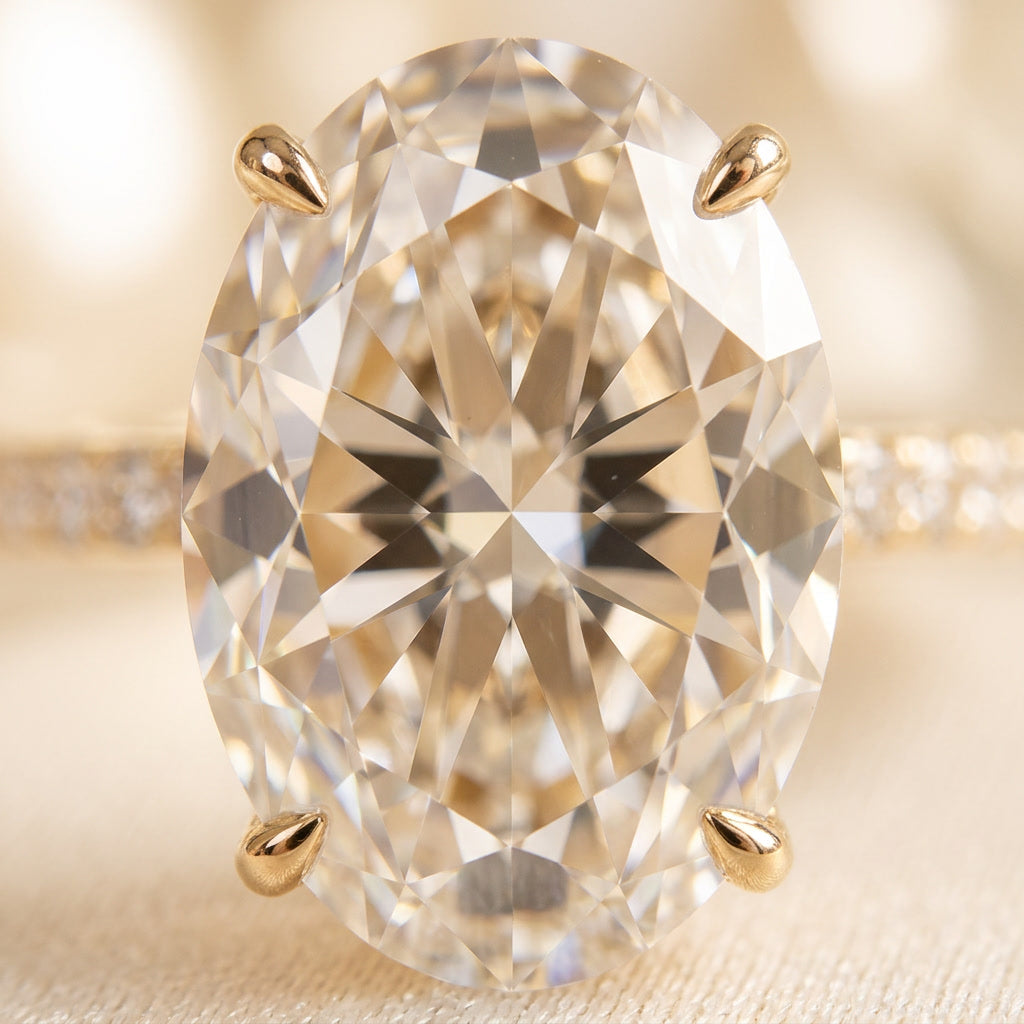 CLARITAS IMPERIALE 10ct oval lab diamond, macro of the stone face