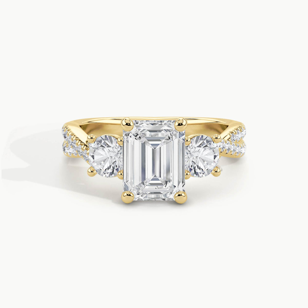 Yellow Gold, Emerald, down view