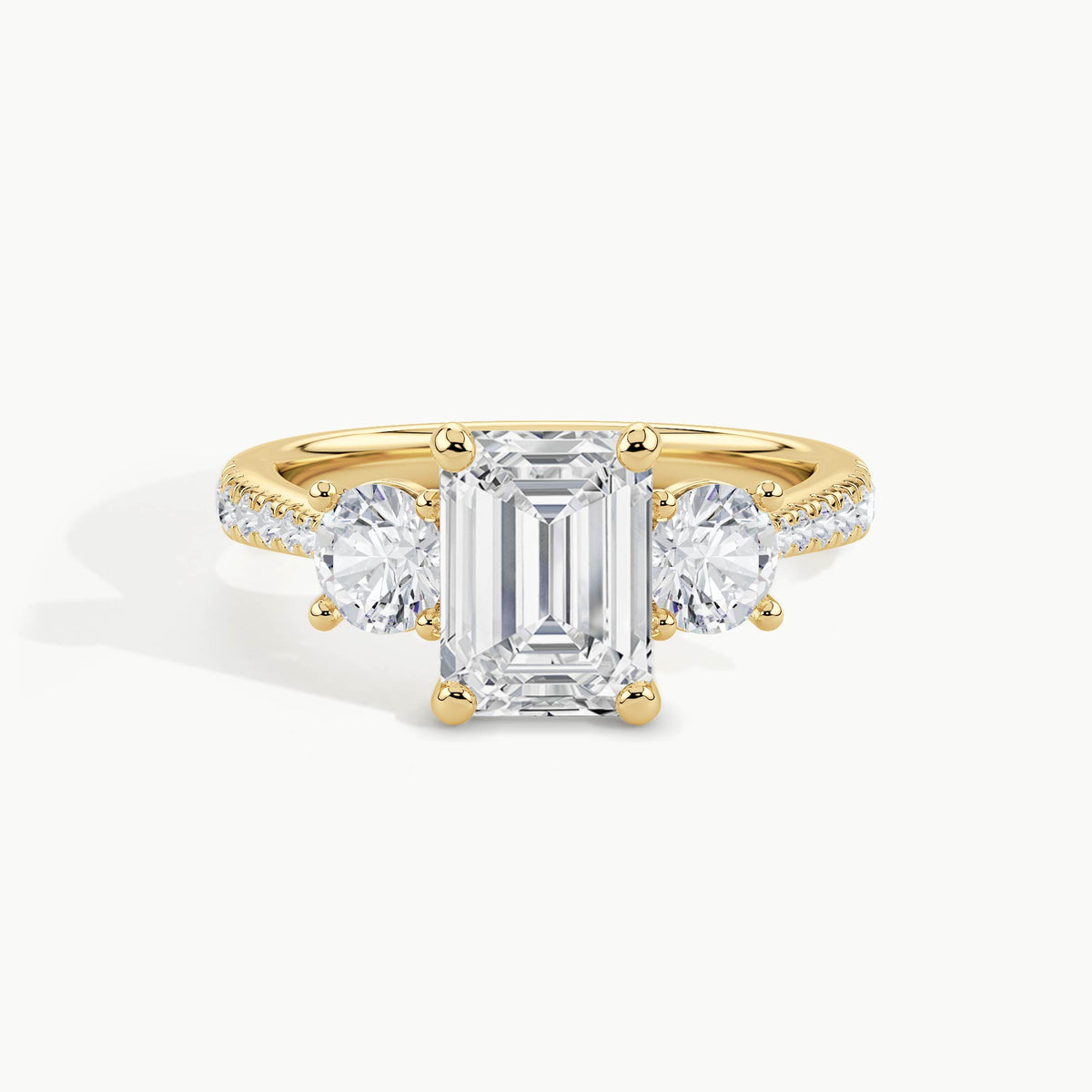 Yellow Gold, Emerald, down view