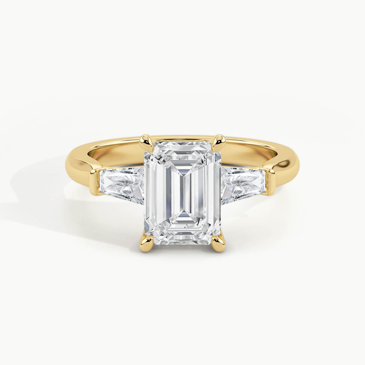 Yellow Gold, Emerald, down view