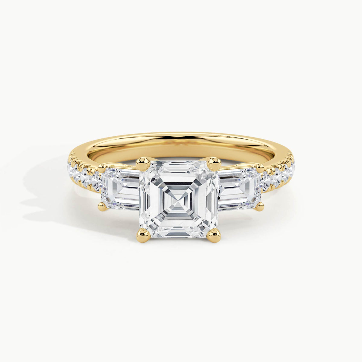 Yellow Gold, Asscher, down view