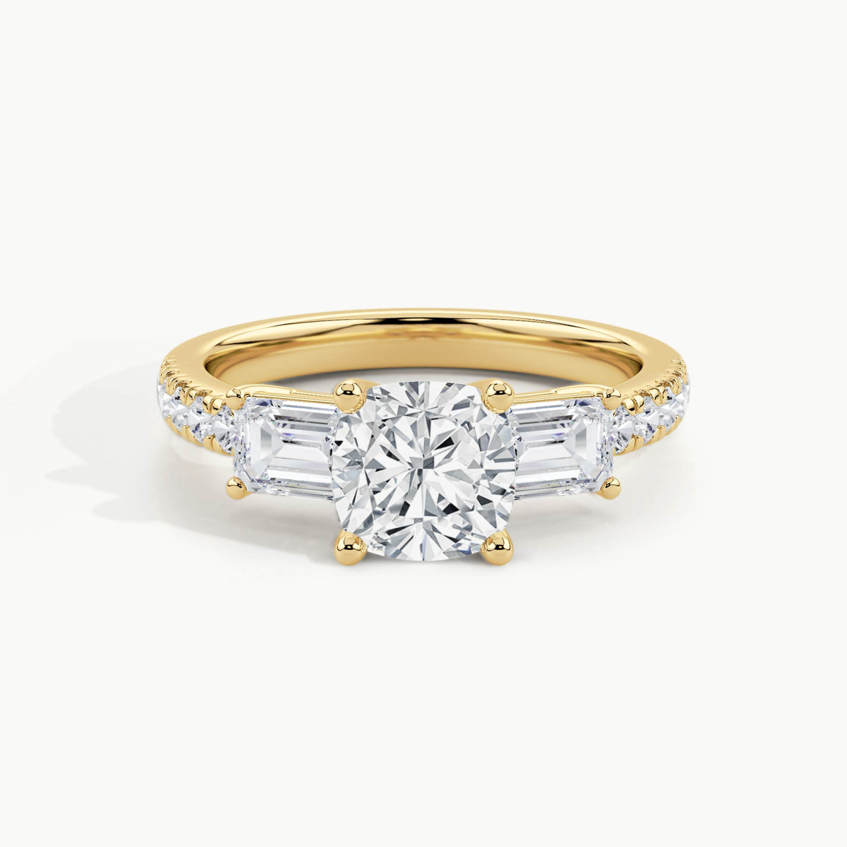 Yellow Gold, Cushion, down view