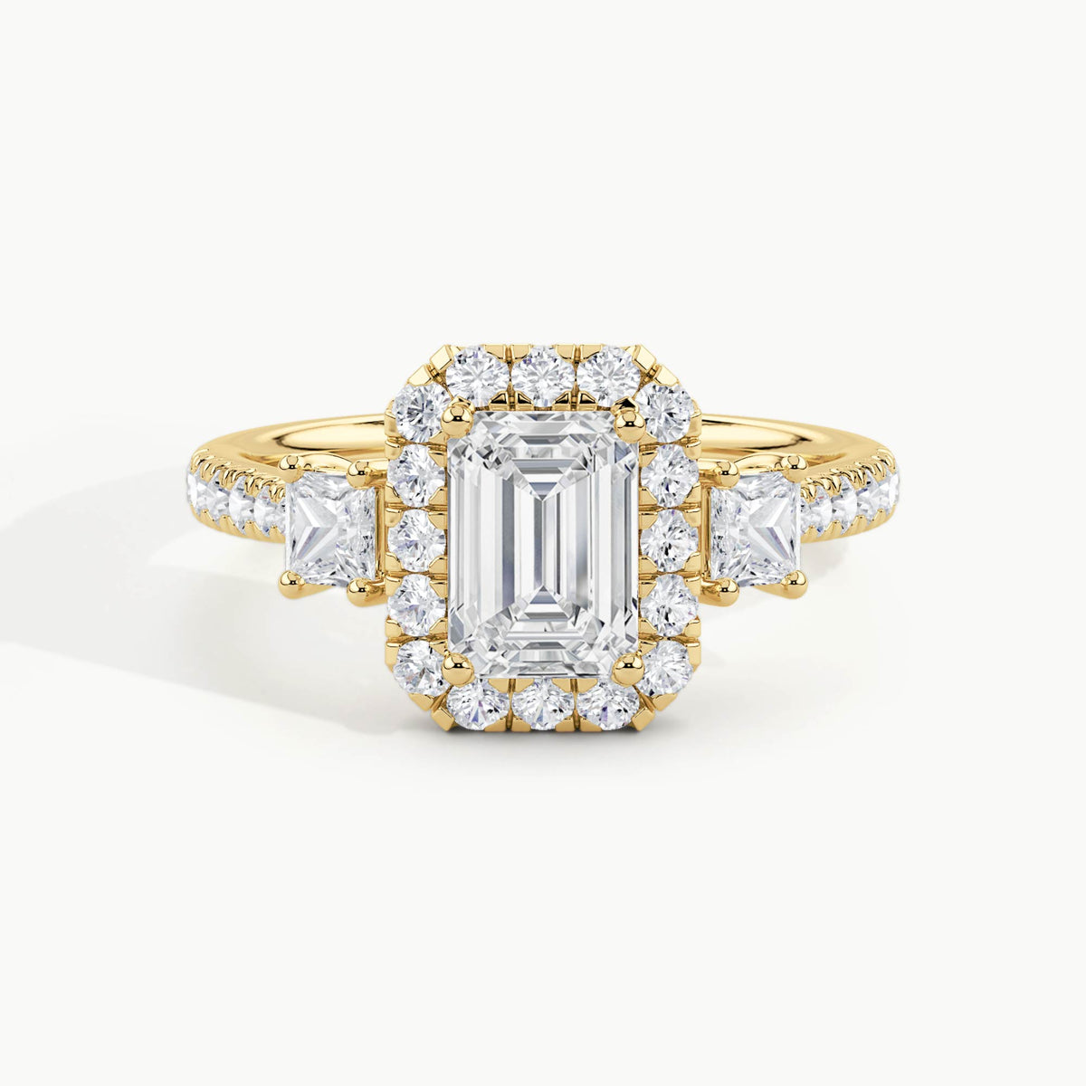 Yellow Gold, Emerald, down view