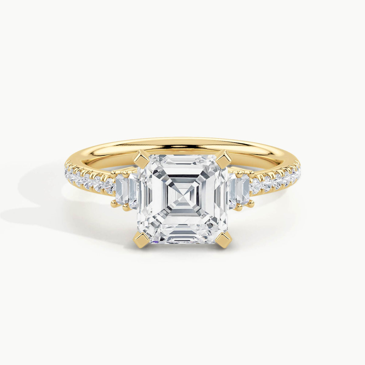 Yellow Gold, Asscher, down view
