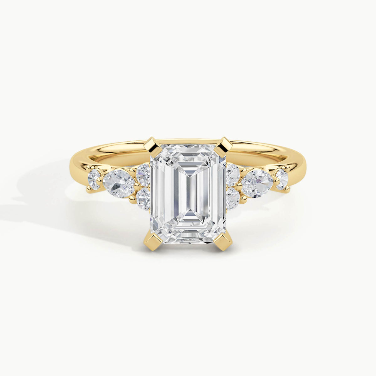 Yellow Gold, Emerald, down view