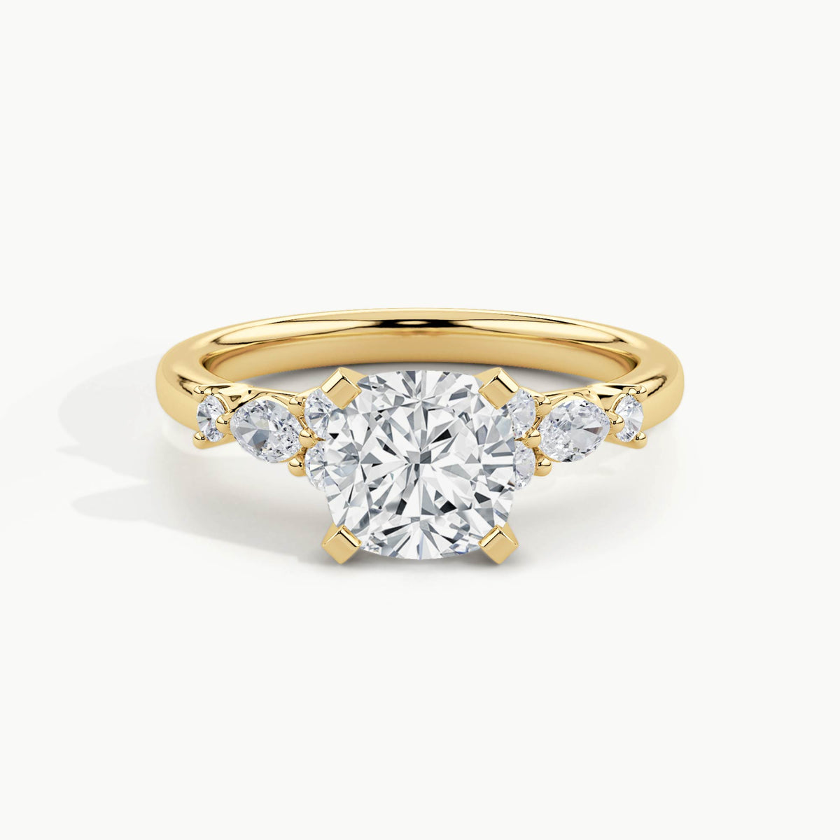 Yellow Gold, Cushion, down view