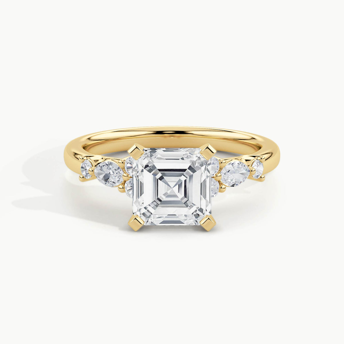 Yellow Gold, Asscher, down view