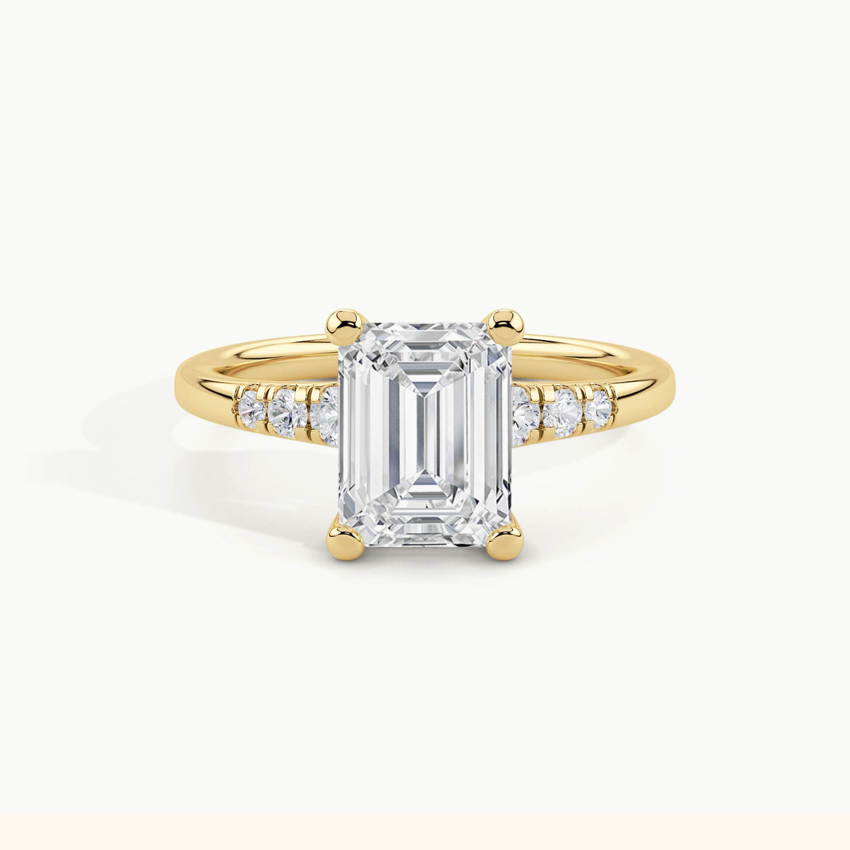 Yellow Gold, Emerald, down view
