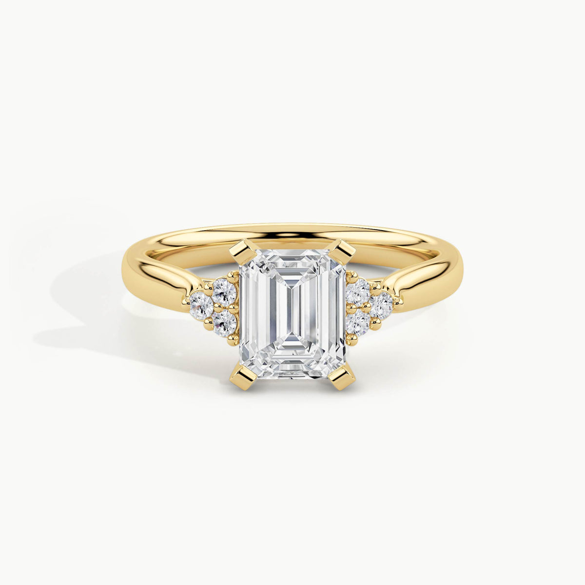 Yellow Gold, Emerald, down view