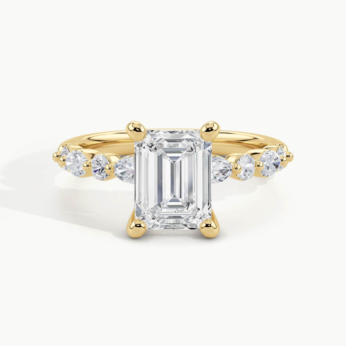 Yellow Gold, Emerald, down view