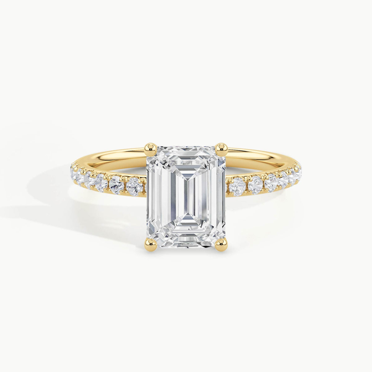 Yellow Gold, Emerald, down view
