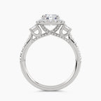 Halo With Princess-Cut Side Stones And Pavé Shank, front view