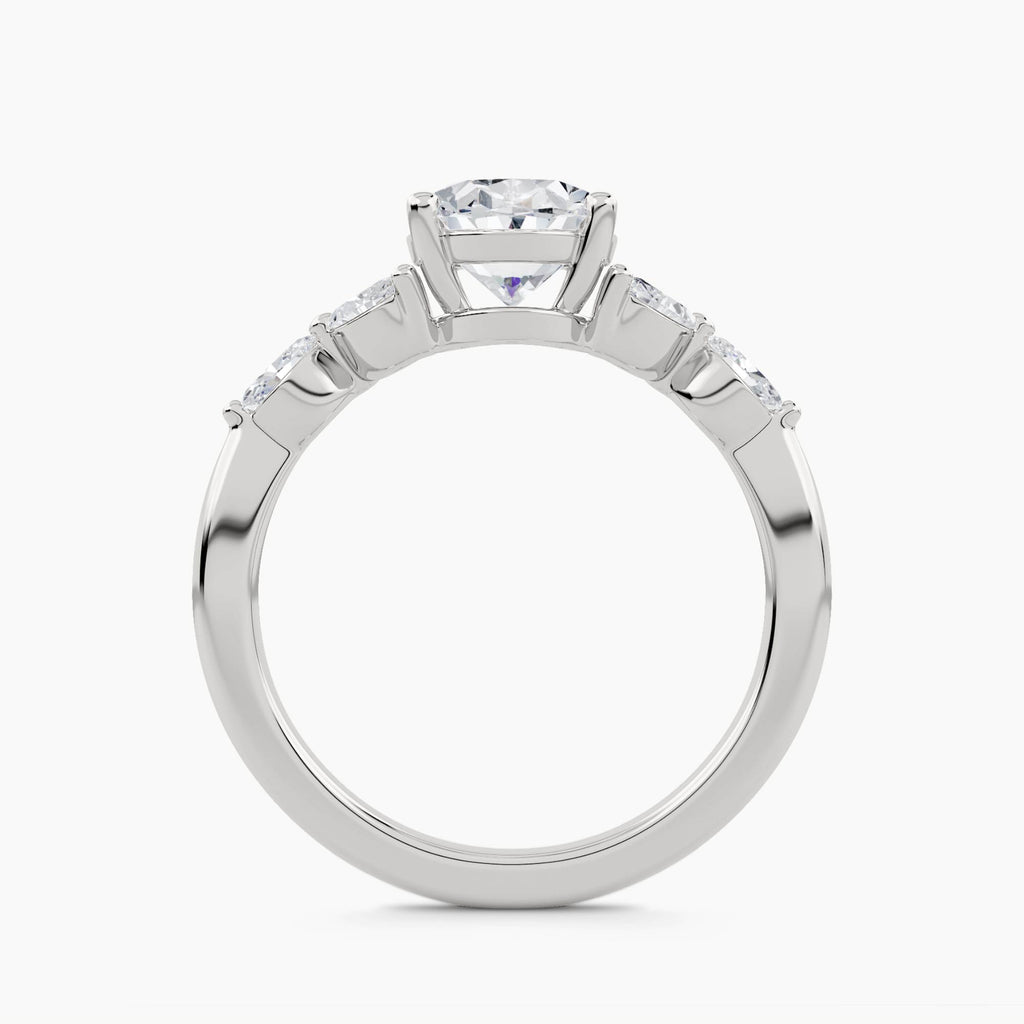 Solitaire With Double Marquise And Round Cluster Shoulders, front view