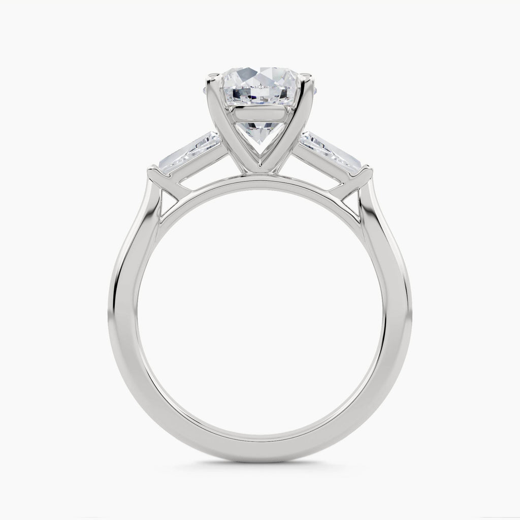 Three-Stone With Tapered Baguette Side Stones, front view