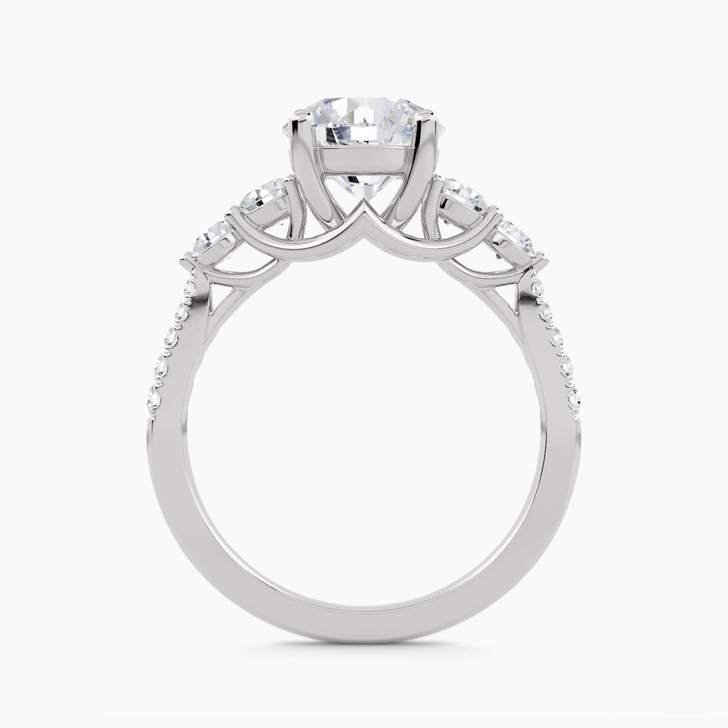 Five-Stone With Round Side Stones And Pavé Shank, front view