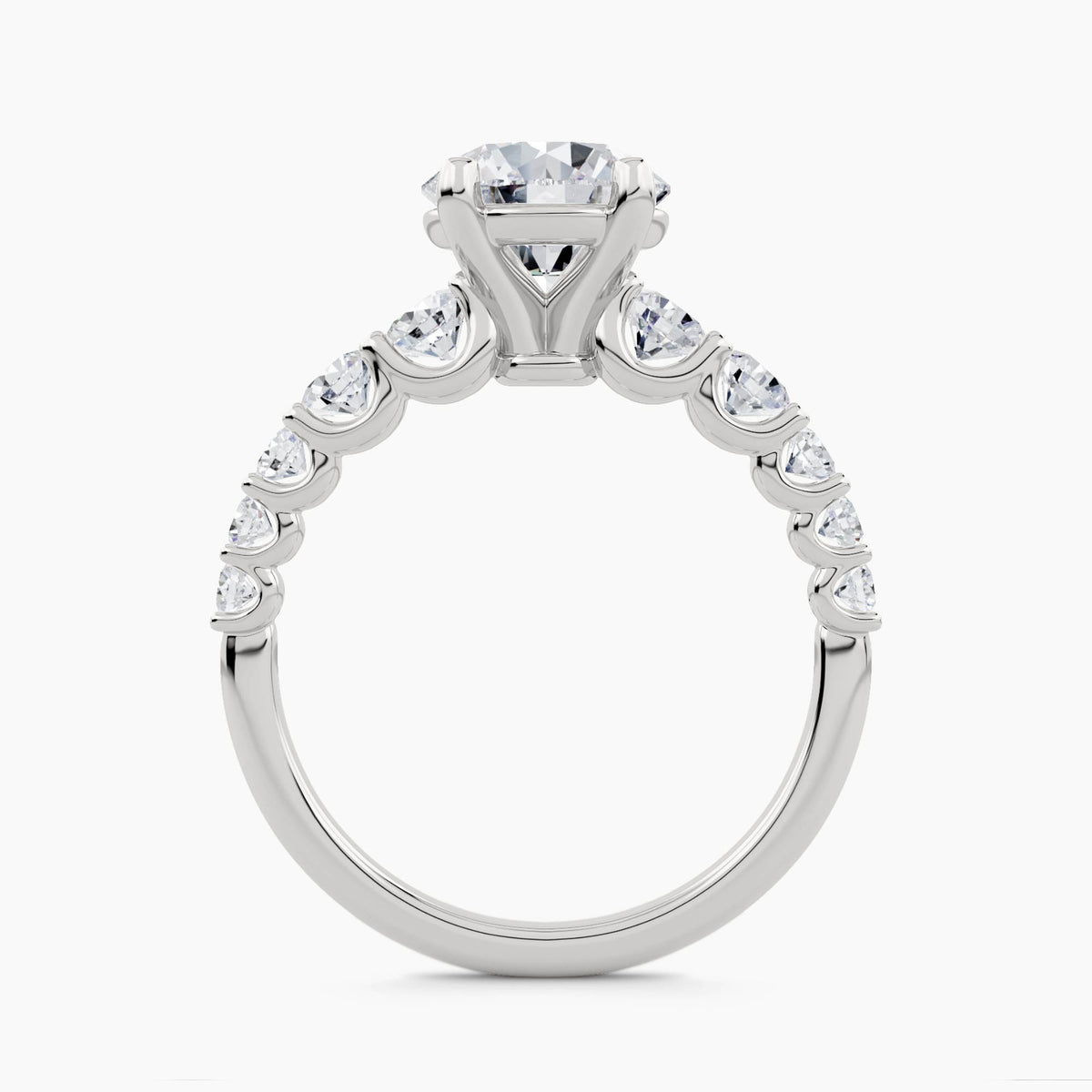 Solitaire With Graduated Round Accents On Shank, front view