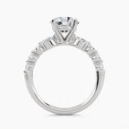 Solitaire With Pear & Round Side Stones, front view