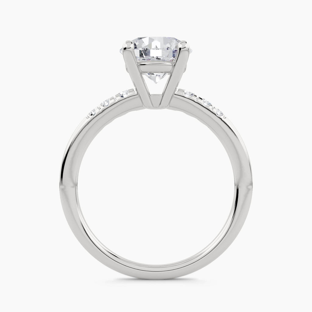 Solitaire With Spaced Round Pavé On Shank, front view