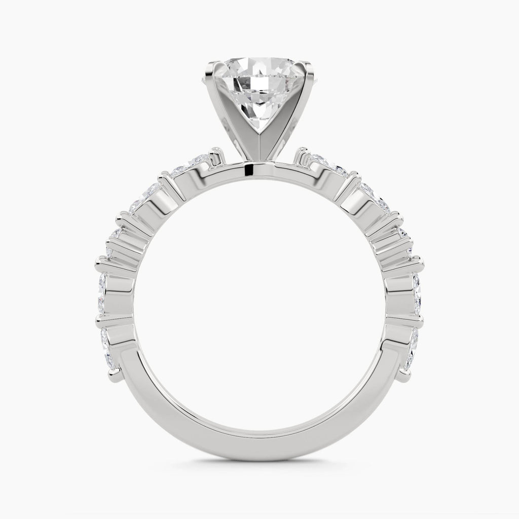 Solitaire With Alternating Marquise Accents On Shank, front view
