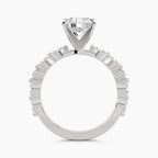 Solitaire With Alternating Marquise Accents On Shank, front view