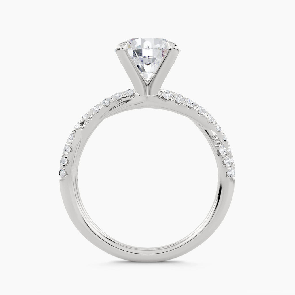 Solitaire With Vine Twist Pavé Shank, front view
