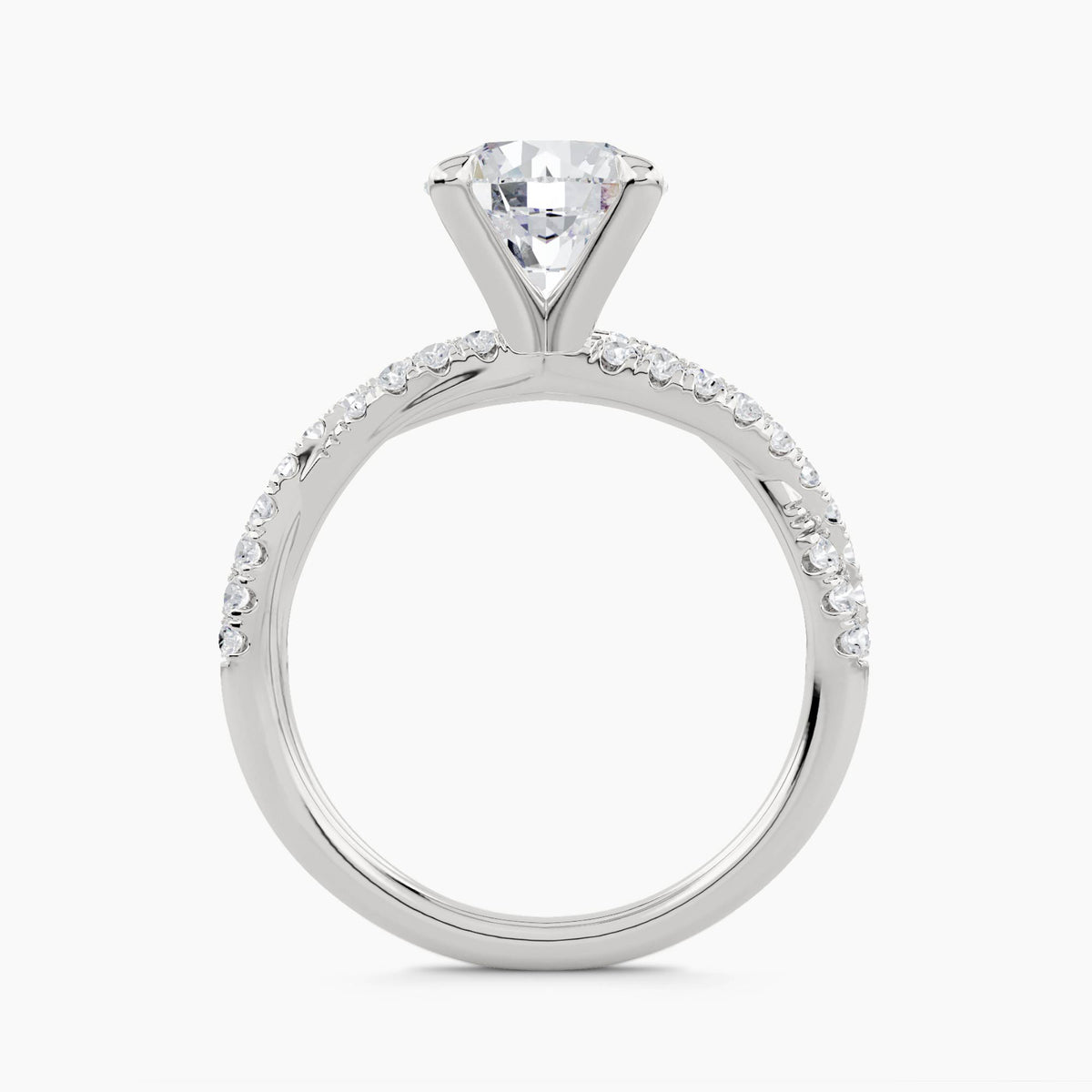 Solitaire With Vine Twist Pavé Shank, front view
