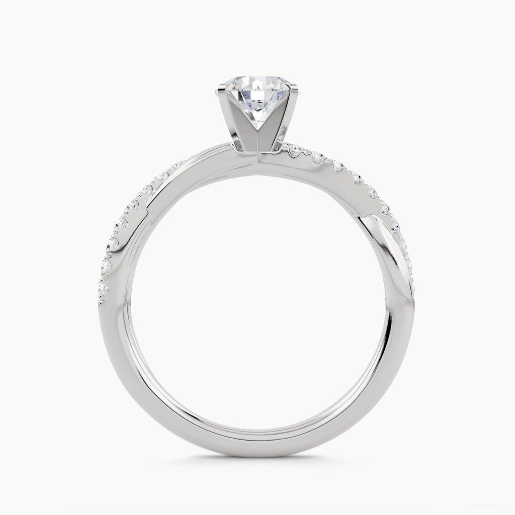 Solitaire With Half Pavé Twist Shank, front view