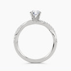 Solitaire With Half Pavé Twist Shank, front view