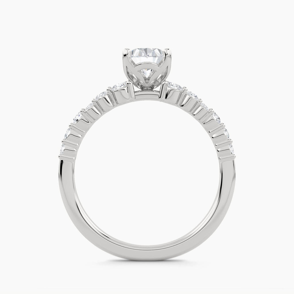 Solitaire With Pavé Multi-Cluster Shoulders, front view