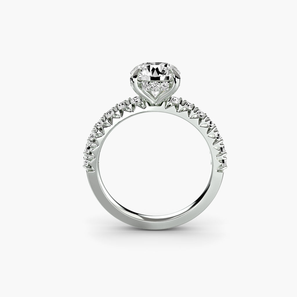 Solitaire With Hidden Halo And Single-Row Pavé Shank, front view