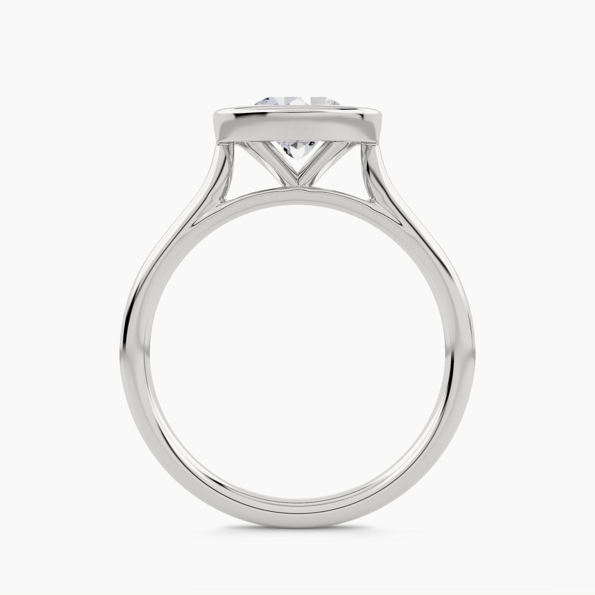 Solitaire With Thin European Bezel Setting And Plain Shank, front view
