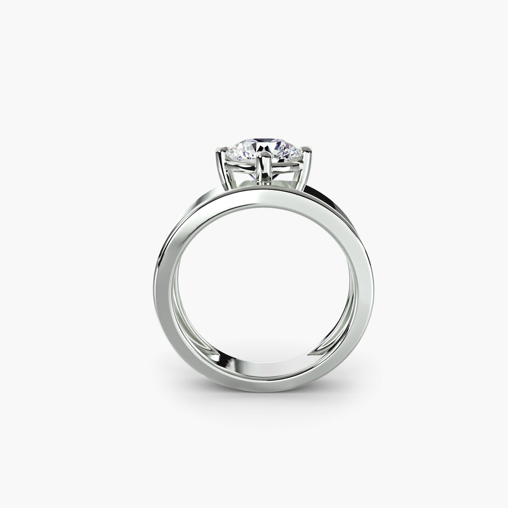 Solitaire With Wide Plain Band, front view