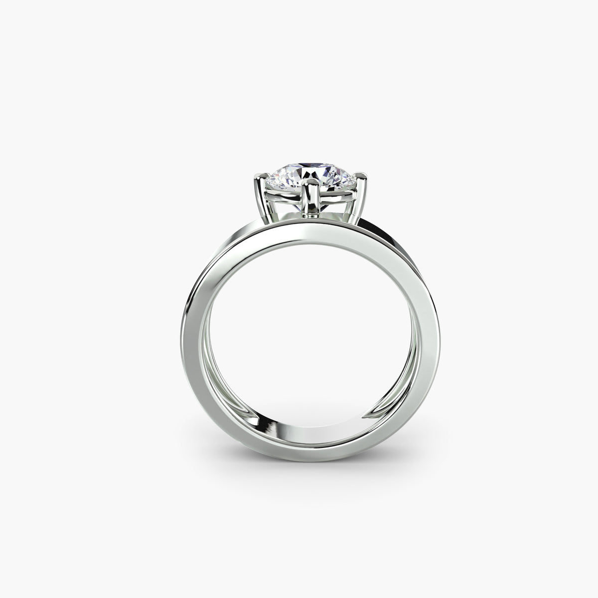 Solitaire With Wide Plain Band, front view