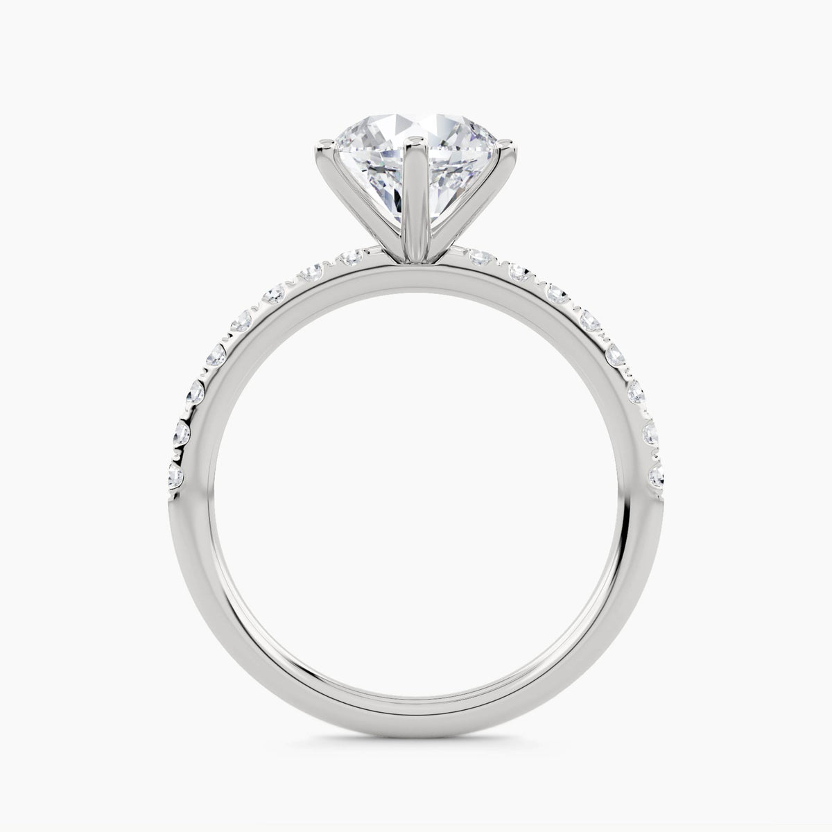 Solitaire With Pave Set Shank, front view
