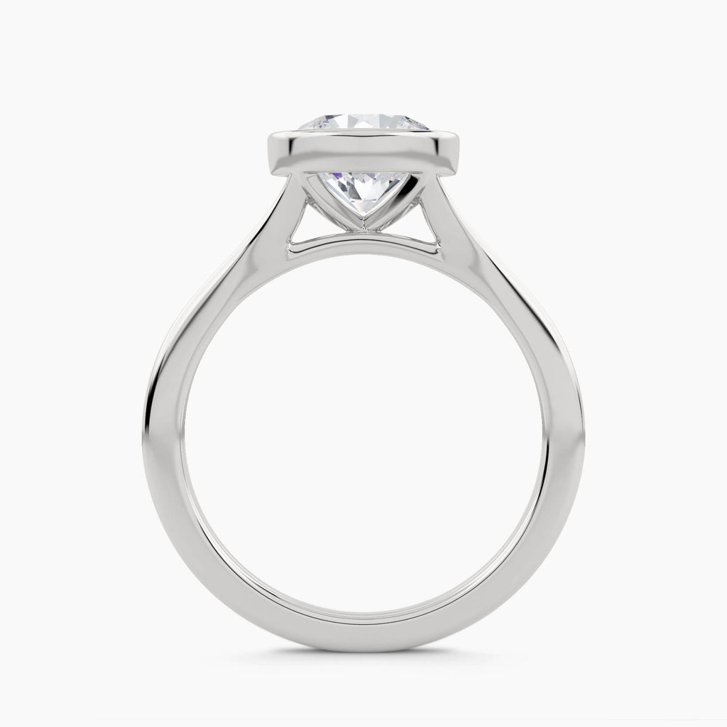 Solitaire With Thin Bezel Setting And Plain Double Shank, front view