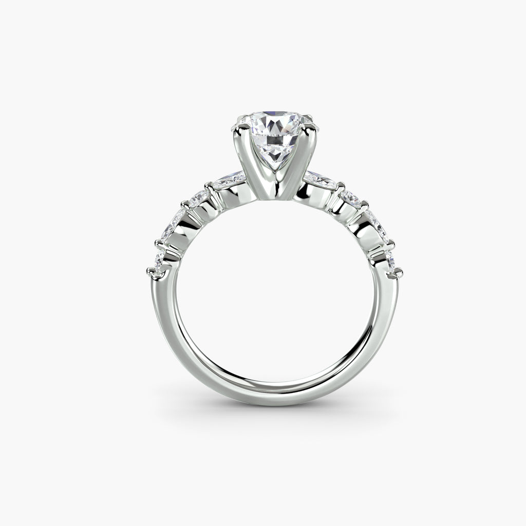 Solitaire With Graduated Marquise & Round Accents, front view