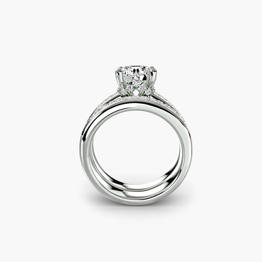 Solitaire With Double Baguette Channel Bands, front view